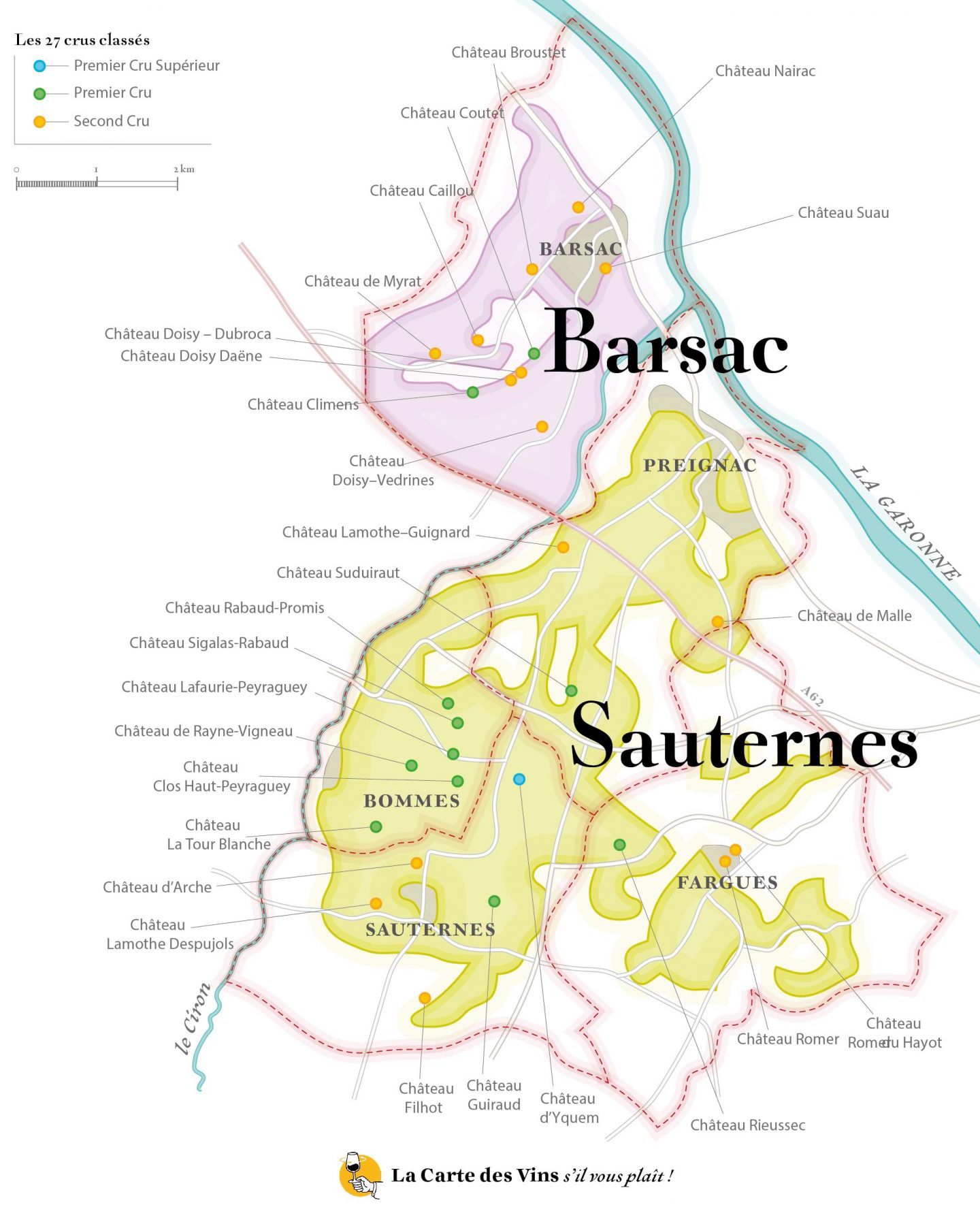 Carte vins Sauternes et Barsac